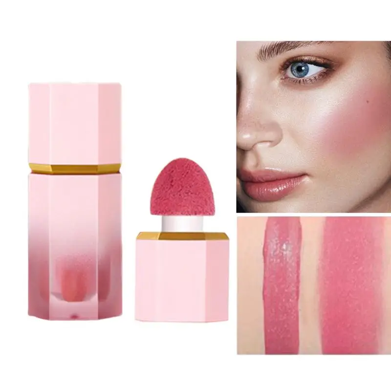 Cheek Liquid Blush With Cushion Liquid Illuminator Face Highlighter Long Lasting Natural Skin Tint Face Blush Wand Creamy Blush