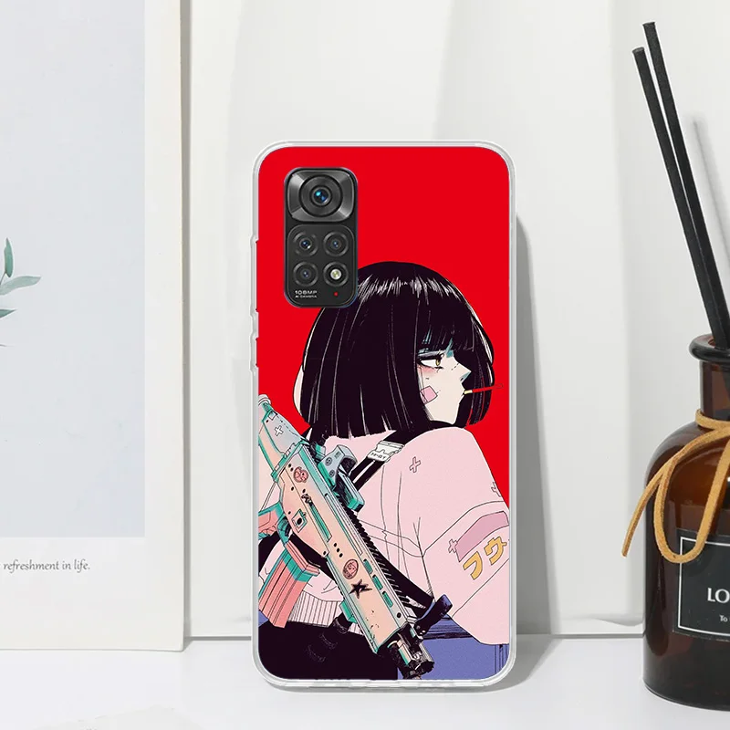 Japoński styl Dziewczyna Anime Etui na telefon dla Xiaomi Redmi Note 13 12S 11S 10S 12 11E 10 Pro Plus 11T 9S 9 8T 8 7 Art Fundas Back Cov