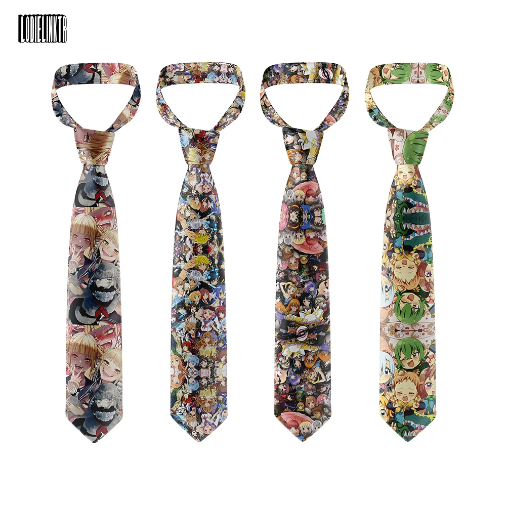 Anime Cartoon Tie For Men Women 8cm Wide Polyester Shirt Suit Students Casual Neckties Business Wedding Party Adult Ties