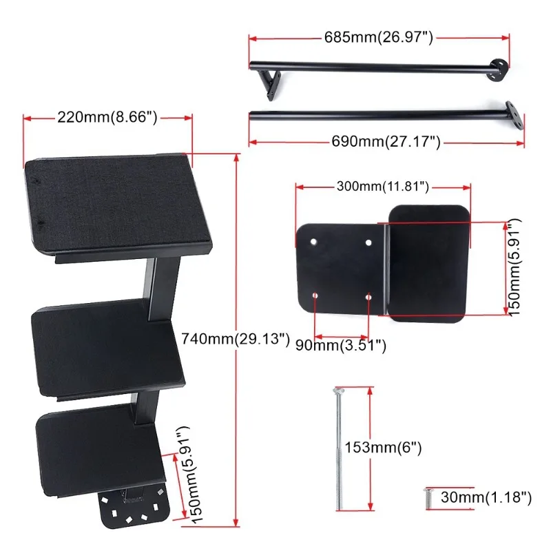 3 Step Boat Boarding Step Non-Slip Yacht Pedal with Handrail Marine Folding Ladder for Yacht Boat Accessories