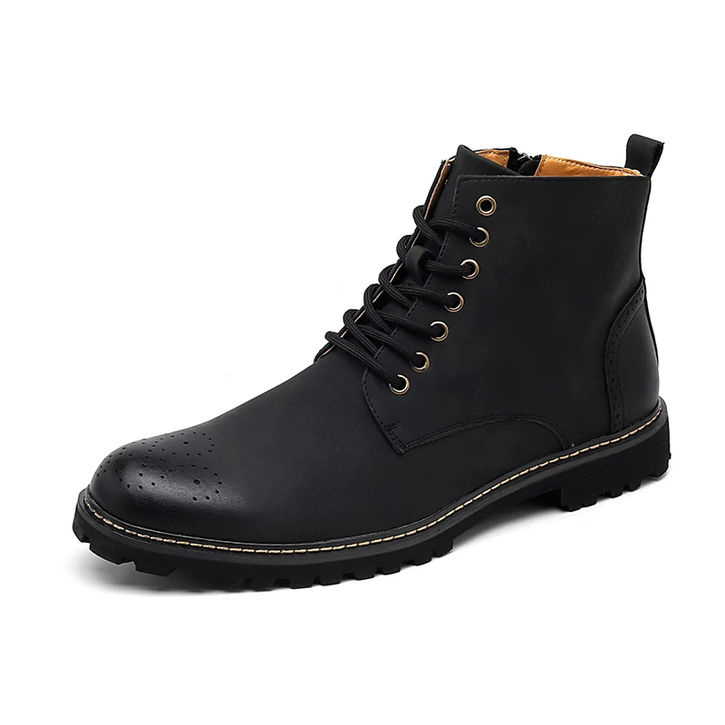 

COZOK winter Big Size High-Top Men Casual Leather Shoe Brand Men's Fashion Shoes Men Casual Shoes Designer Men Flat Male Leather