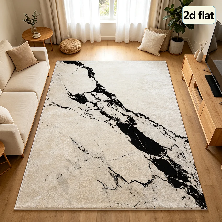 1 Piece of Marble-Patterned Carpet, Soft and Comfortable, Easy to Maintain, Machine Washable, Indoor Rug, Suitable for under Dining Tables, Farmhouses, Living Rooms, Dining Rooms, Bedrooms, Offices, Entryways, and Home Decor.