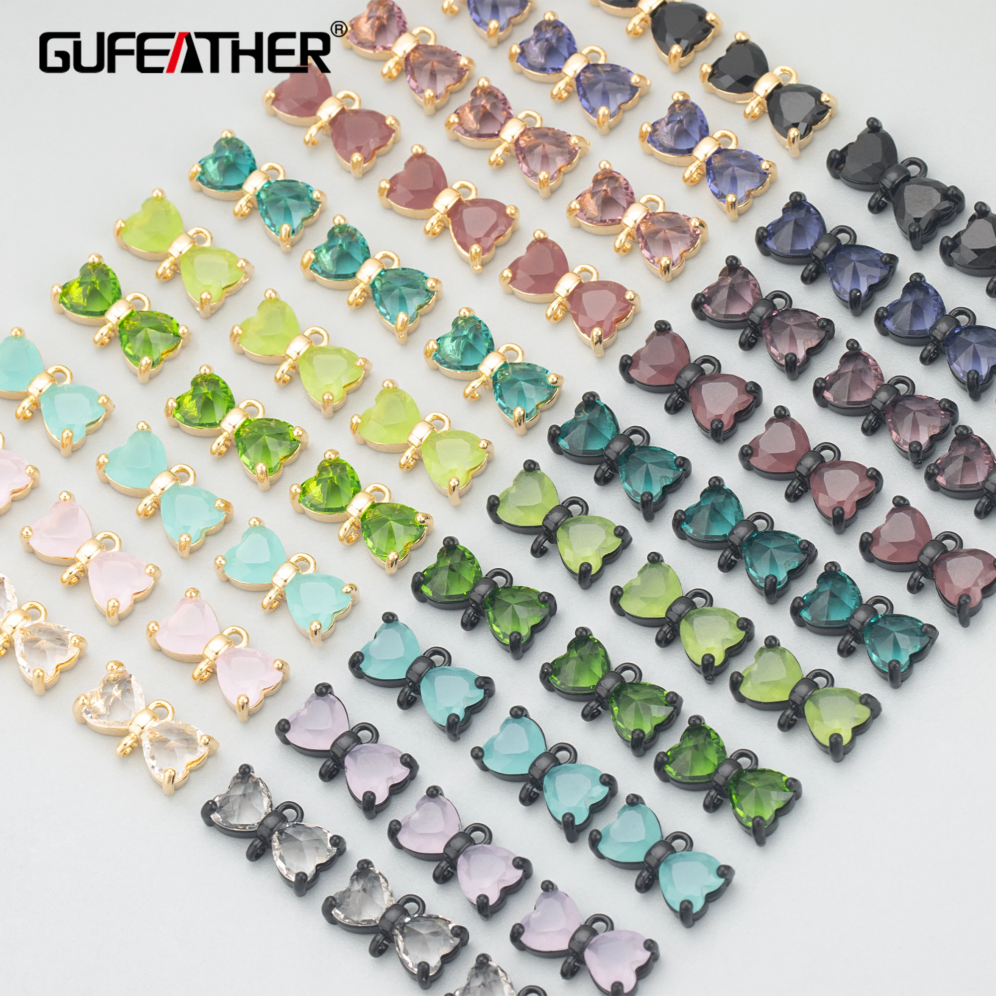 GUFEATHER MD82,jewelry accessories,18k gold rhodium plated,copper,glass,hand made,jewelry making,charms,diy pendants,6pcs/lot