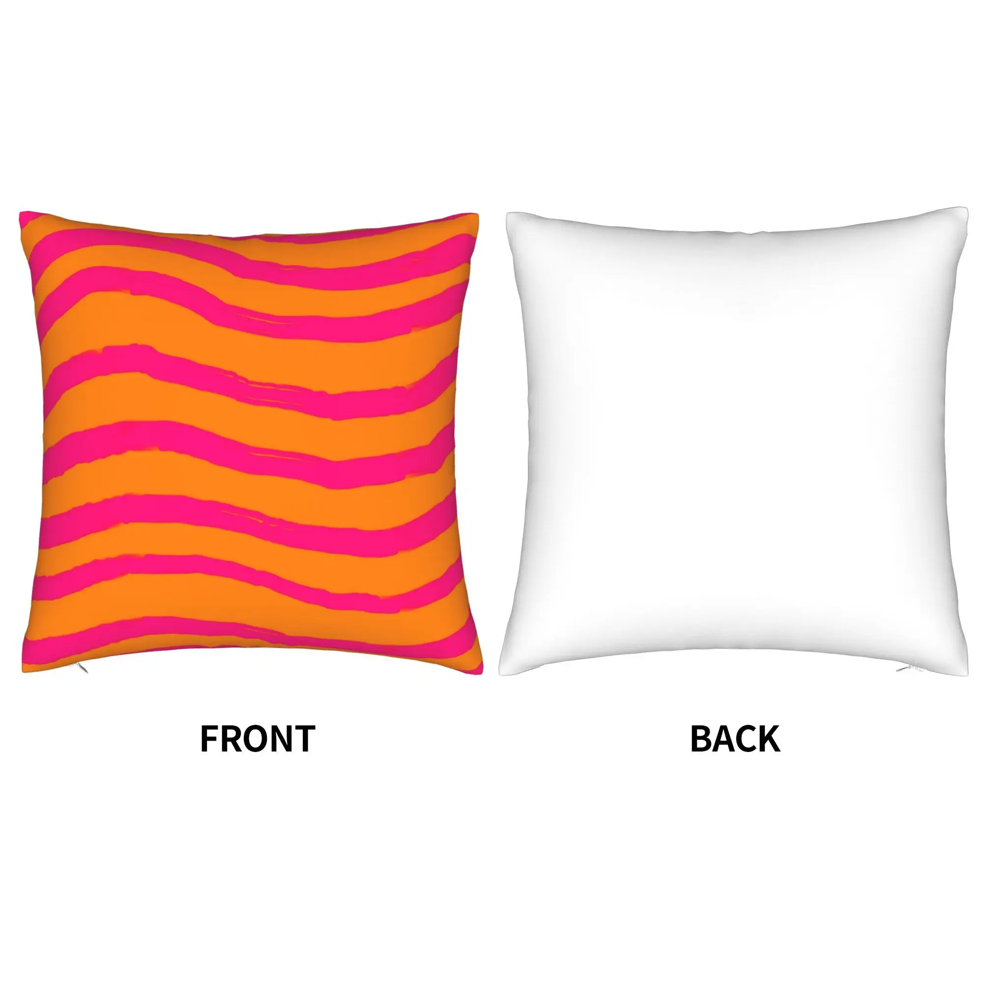 Customize Vibrant Hot Pink And Orange Wavy Design Printed on One Side, Perfect for Refreshing Your Sofa And Lounge Areas