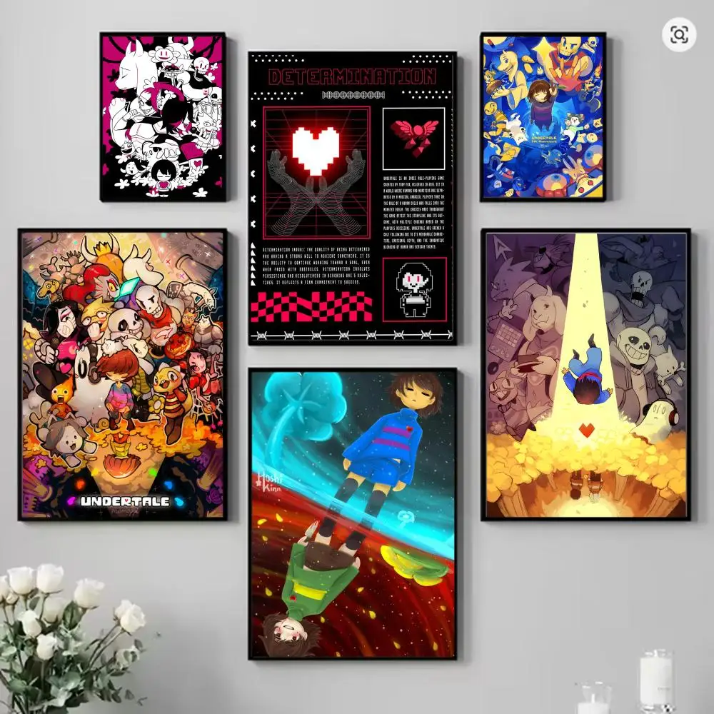 Hot Pixel Games U-Undertale Poster HD Art Mural Wallart Poster Waterproof Vintage Print Decor for Home Decoration DIY Durable