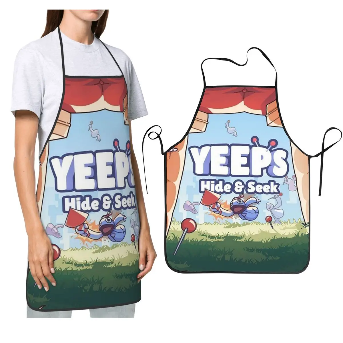 

Yeeps Hide And Seek Aprons Chef Cooking Cuisine Tablier Sleeveless Bib Kitchen Cleaning Pinafore for Women Men Gardening