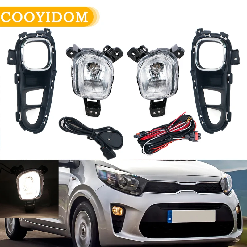 

Front Bumper Fog Lights For Kia Picanto 2017 2018 2019 Driving Lamp Headlight Fog Light Frame Cover Trim Fog Light Assembly