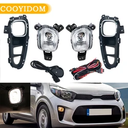 Front Bumper Fog Lights For Kia Picanto 2017 2018 2019 Driving Lamp Headlight Fog Light Frame Cover Trim Fog Light Assembly