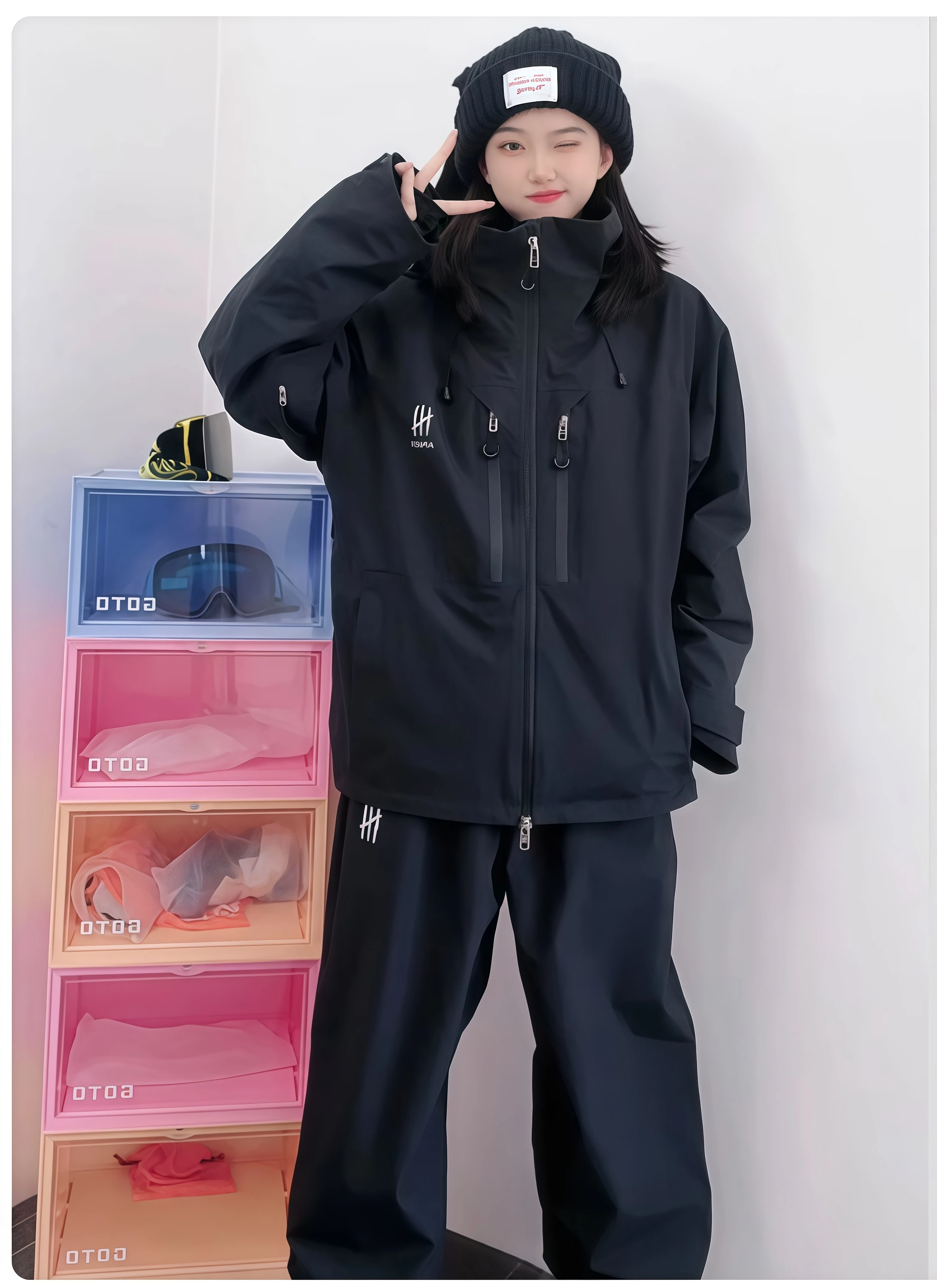 APVCX ชุดสกีที่อบอุ่นสําหรับผู้ชายและผู้หญิงกันน้ําระบายอากาศสโนว์บอร์ดเสื้อผ้าแฟชั่นกลางแจ้งแจ็คเก็ตหิมะและกางเกง