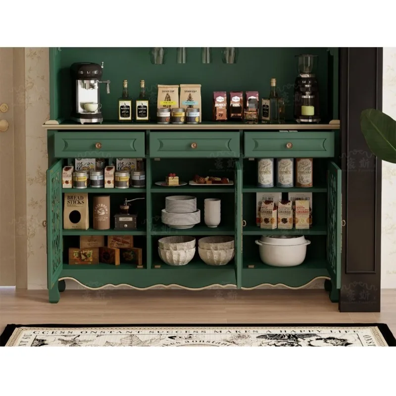 Retro Display Cabinet Solid Wood Wine Medium Antique Dining Side Cabinet Guest Restaurant Wall Bar Table Side Cabinet