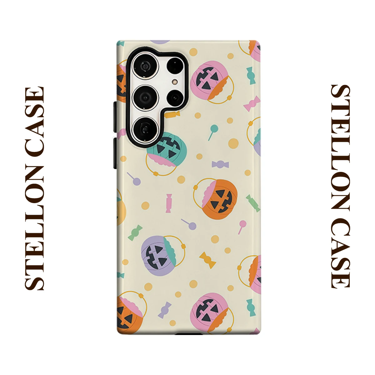 Pumpkin Bucket Candy Dot Phone Case for Samsung Galaxy S26 S25 Ultra S24 S23 Ultra Plus Glossy Double-layer Back Cover