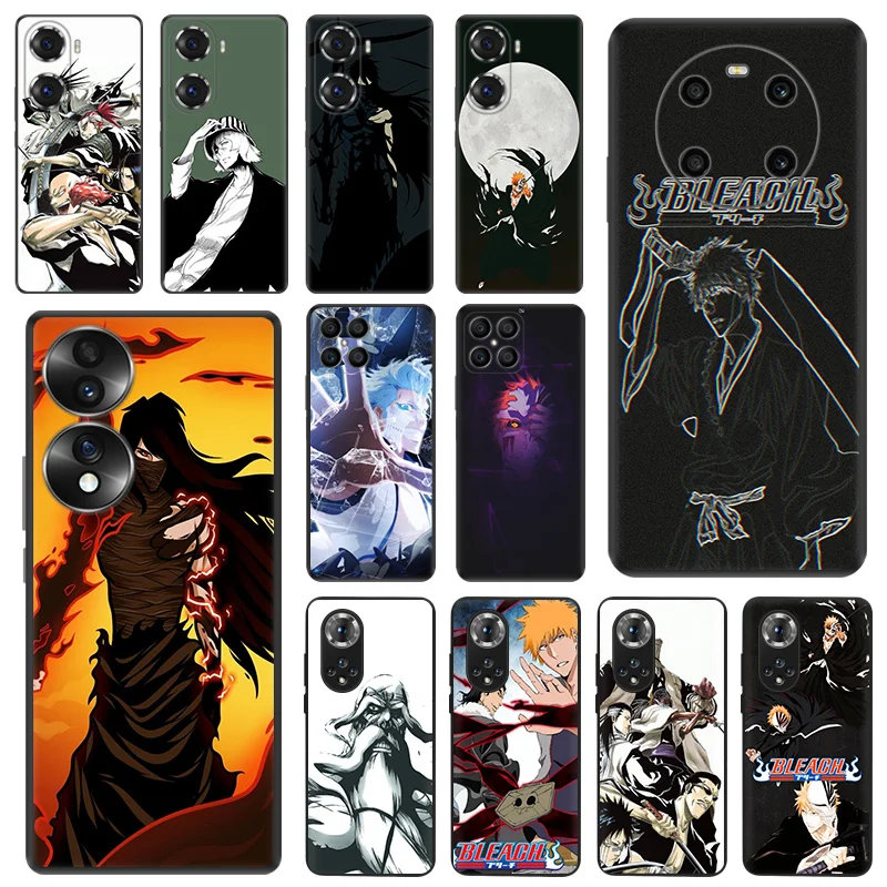 Black Matte Phone Cases for Honor X8b X8 X7 X6 a X9 b 90 70 Magic5 8x BLEACH Anime Rukia Huawei P40 P30 P20 Psmart Soft Cover