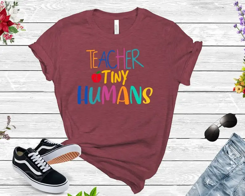 

Teacher Of Tiny Humans Kindergarten Teacher Shirt Christmas Gift Teacher Teacher Appreciation| Back To School New Teacher Gift