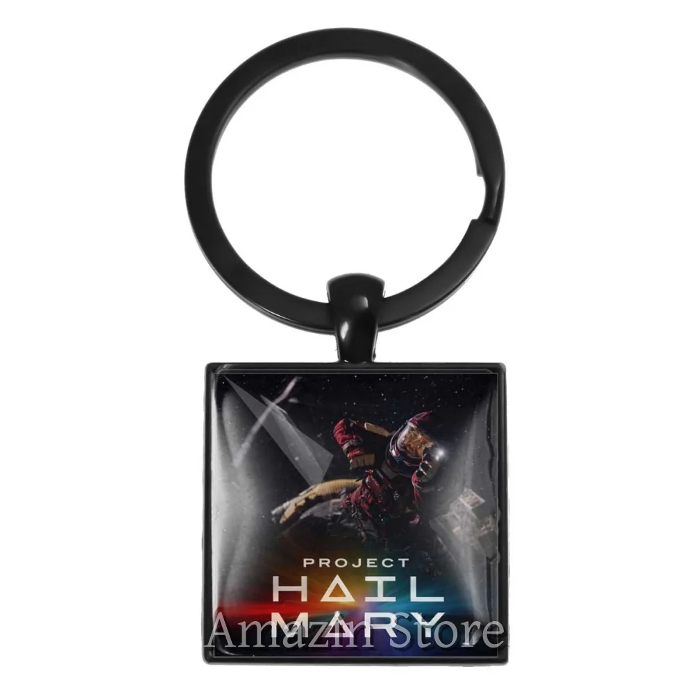 Porte-clés carré réfléchissant au laser Project Hail Mary de Ryan Gosling, 25mm, en verre fait main, décorations, cadeaux, TH007, offre spéciale