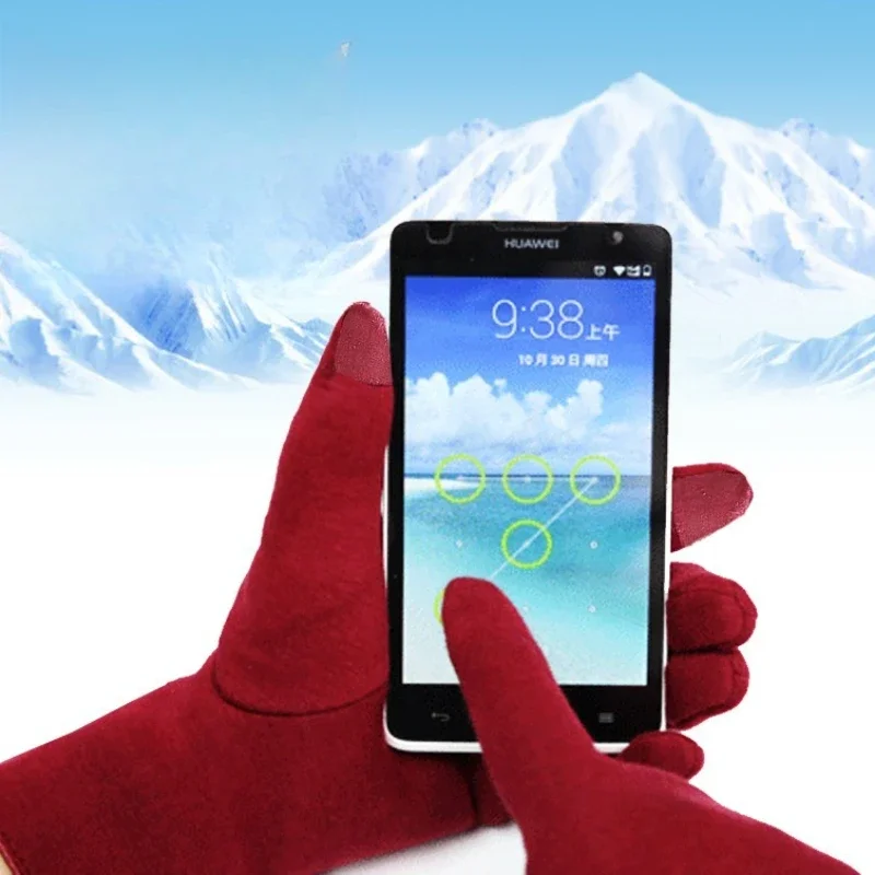 قفازات نسائية تعمل باللمس، قفازات رياضية خارجية للسفر مقاومة للرياح، قفازات شتوية دافئة كاجوال عصرية #3