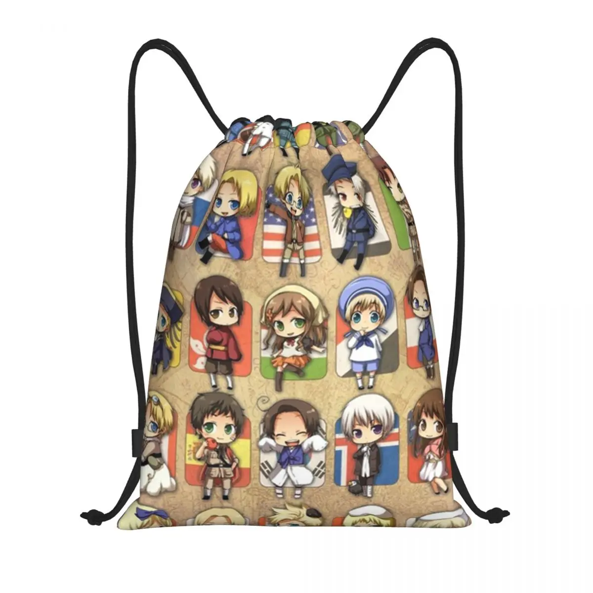 

Hetalia Group Backpacks Casual Drawstring Bags Shoes Bag Book Bags for Travel School