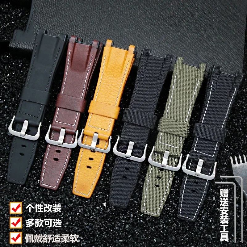 Watch Accessories Band FOR Casio GST-W120L / S120 / W130L / S100 / S110 watch bracelet Nylon & Leather Watch Strap Belt