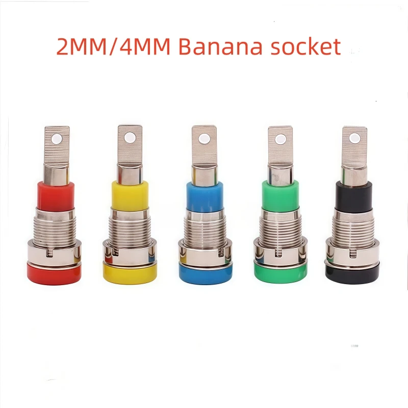 

5PCS 2mm4mm banana socket pure copper panel test hole female seat insulated terminal M4 * 28 terminal opening 8MM