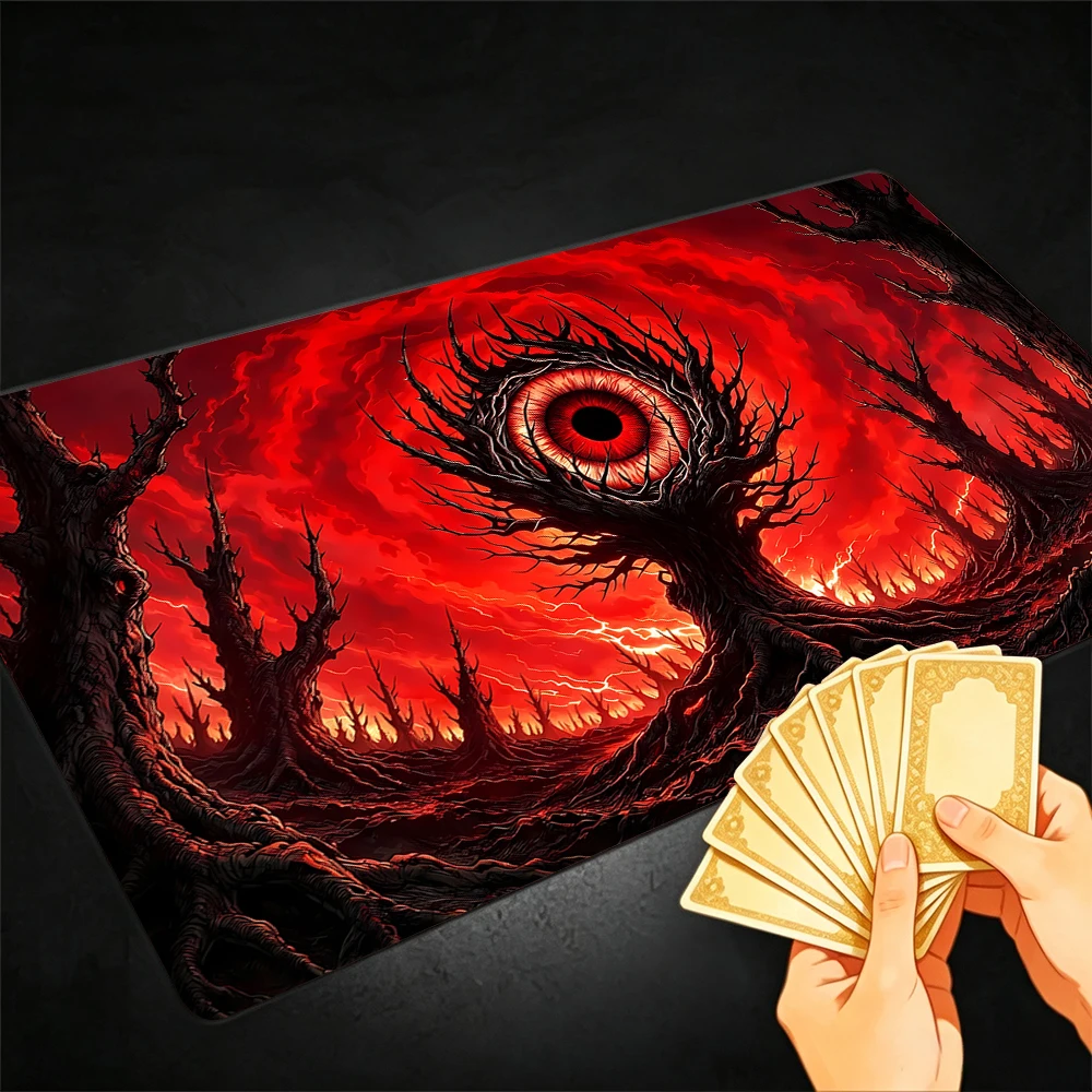 Giant Demon Eye TCG Playmat Magic Playmat with Stitched Edge Anti-slip base 60X35cm Gathering Gaming Mat Trading Card Game