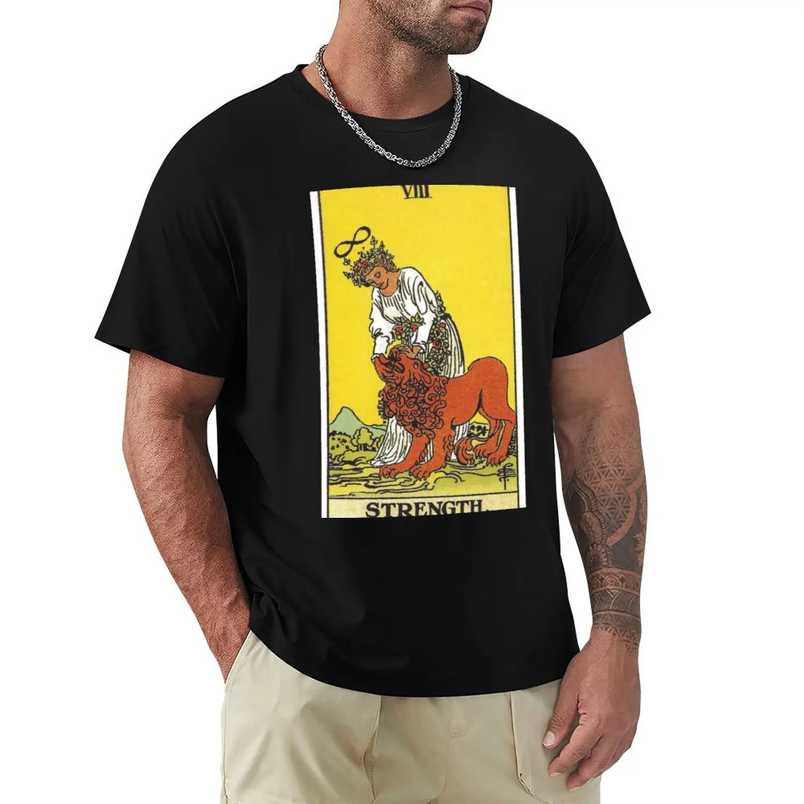 Strength Tarot T-Shirt Gym Exercise Short Sleeve T-Shirt