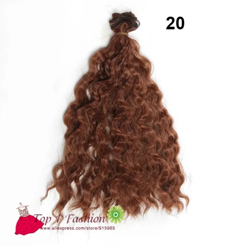 Pelo de muñeca resistente al calor, 25cm x 100CM de espesor, pequeño, largo, rizado, marrón, negro, SD OD, para 1/3, 1/4, 1/6 BJD DIY, 1 pieza