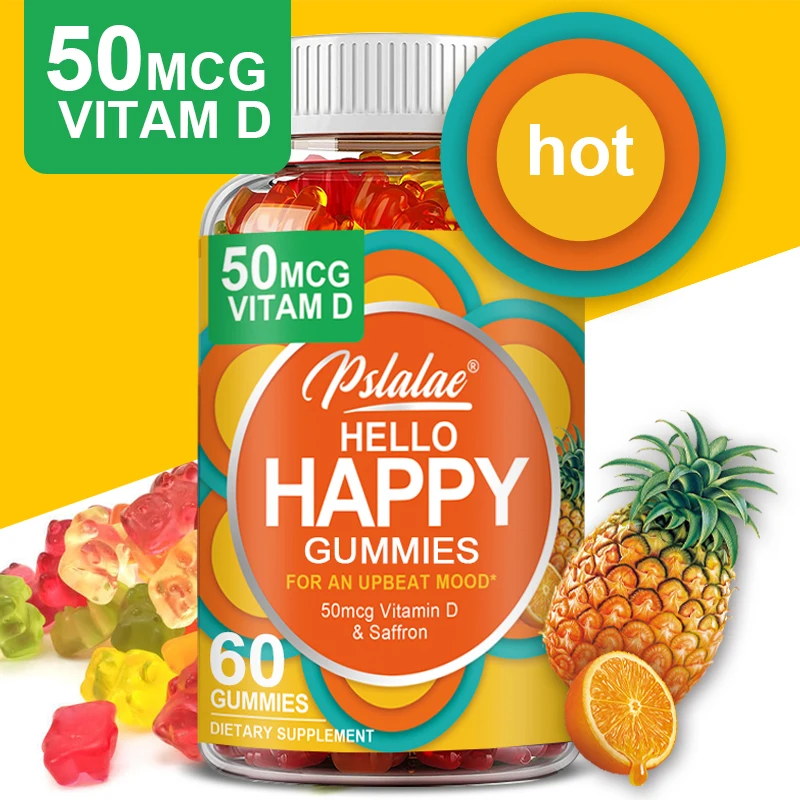 

Hello Happy Gummies Mood Balance Support, Vitamin D, Saffron High Absorption Formula