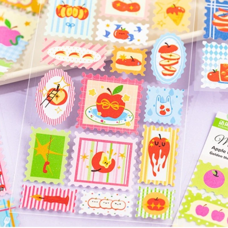 2 листа Kawaii Apple Universe Series, высеченные наклейки для штампов, сделай сам, мусорный журнал, планировщик, эстетика, канцелярские наклейки ручной работы