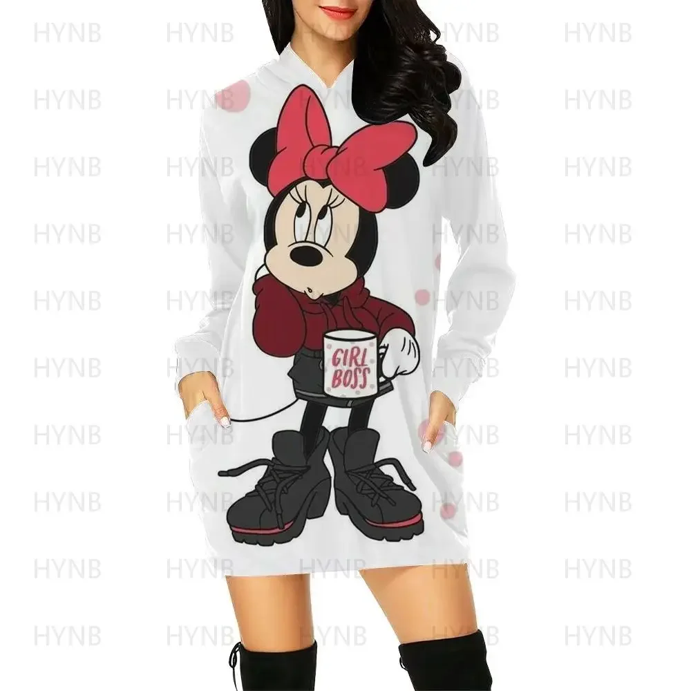 Elegant Dresses for Women Mini Dress Sexy Hoodie Minnie Mouse Chic Woman Evening Mickey 2022 Long Sleeves Clothes Sweater Dress