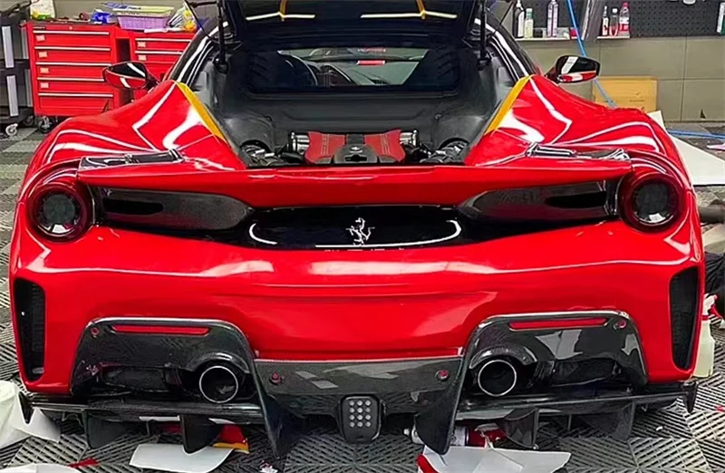 Carbon Fiber Rear Bumper Diffuser Spoiler Body Kit Resin Primer for Ferrari 488 GTB Upgrade Pista Style Car Bumpers