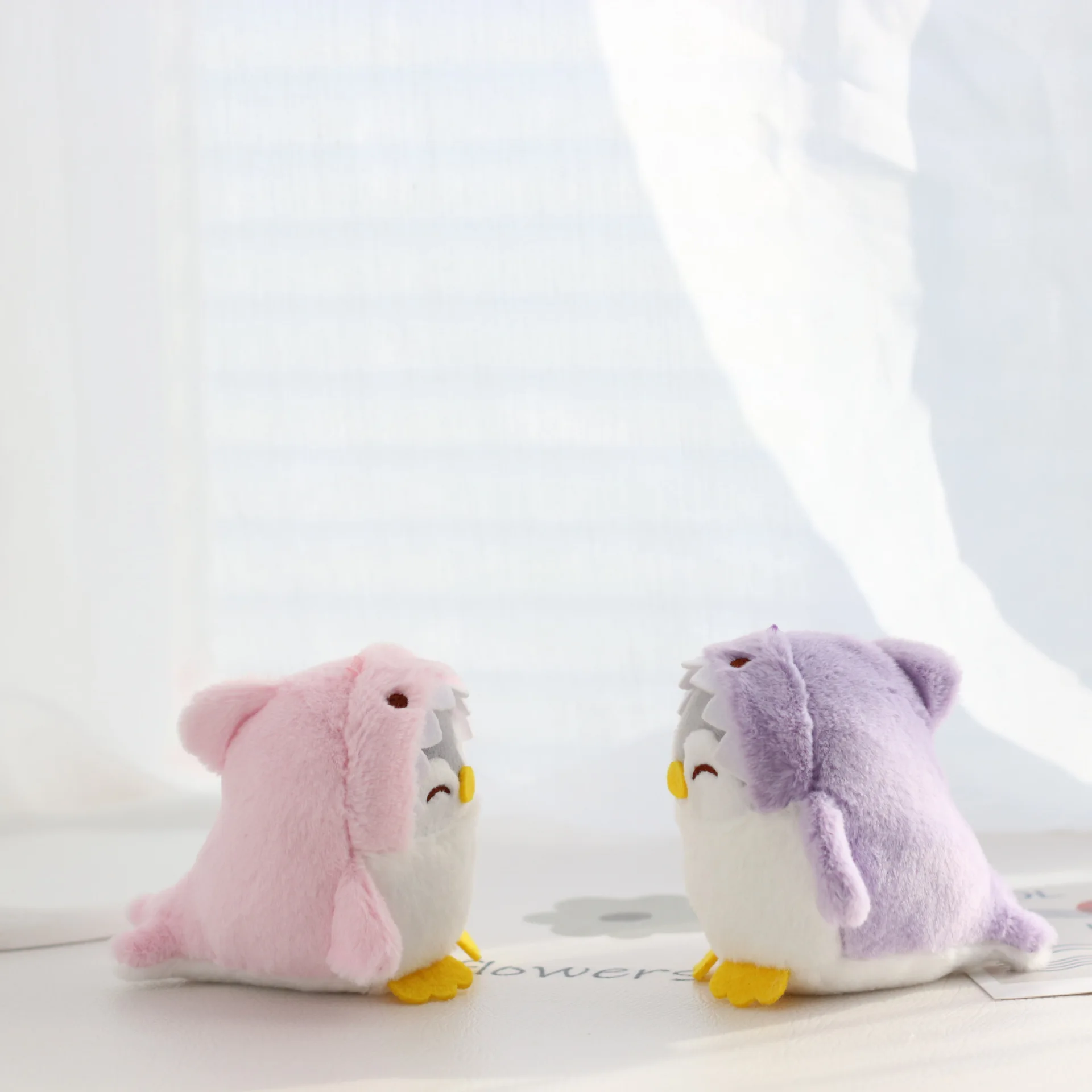 popular exquisite  New Cute Creative styling  penguin dress shark   Pendant plush doll couple funny keychain   birthday gift