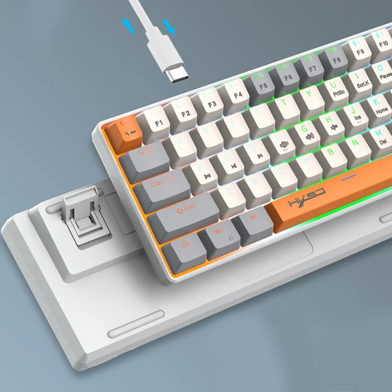 Hxsj v500 63 Tasten verkabelt mechanische Gaming-Tastatur Hot Swap able Blue Switch RGB USB Typ C Layout Gaming-Tastatur