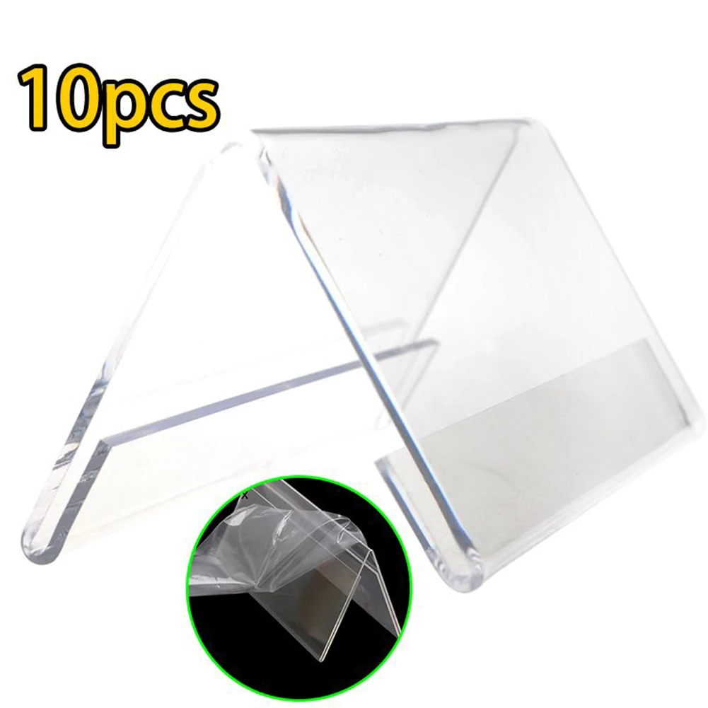 10pcs V-Type Acrylic Business Card Price Label Display Holder Table Number Stand Price Tag Label Display Holder Rack Home Decor