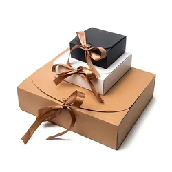 10PCS White/Brown/Black/Red/Blue Multi Size Paper Box Party gift box ribbon wedding birthday handmade candy biscuit t-shirt Box