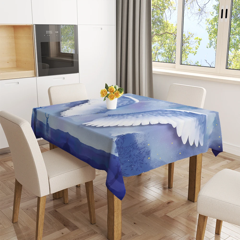 Angel Wings Series Waterproof Tablecloth Picnic Mat Rectangular Wedding Home Restaurant Decoration Cloth