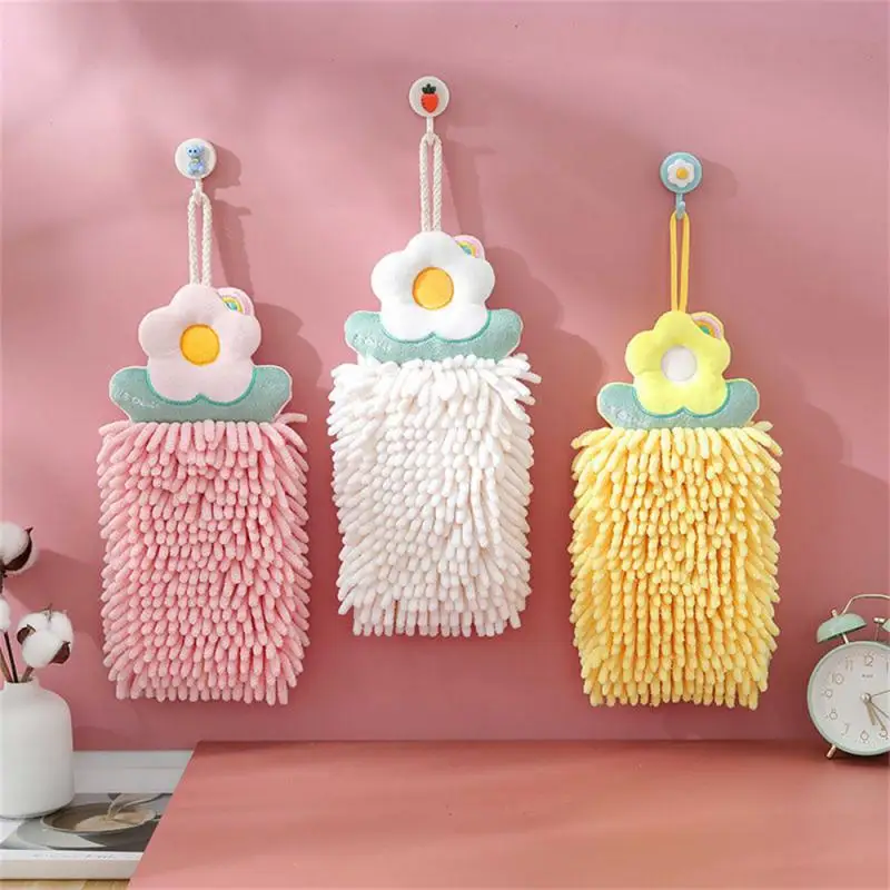 Wall-Mounted Wipe Hand Towel Super Absorbent Fast Drying Chenille Cleaning Cloth Kitchen Bathroom Supplies