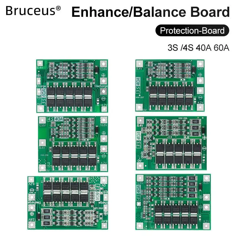 18650 Charger PCB BMS Protection Board 3S 4S 40A Li-ion Lithium Battery  with Balance For Drill Motor 14.8V 16.8V Lipo Module