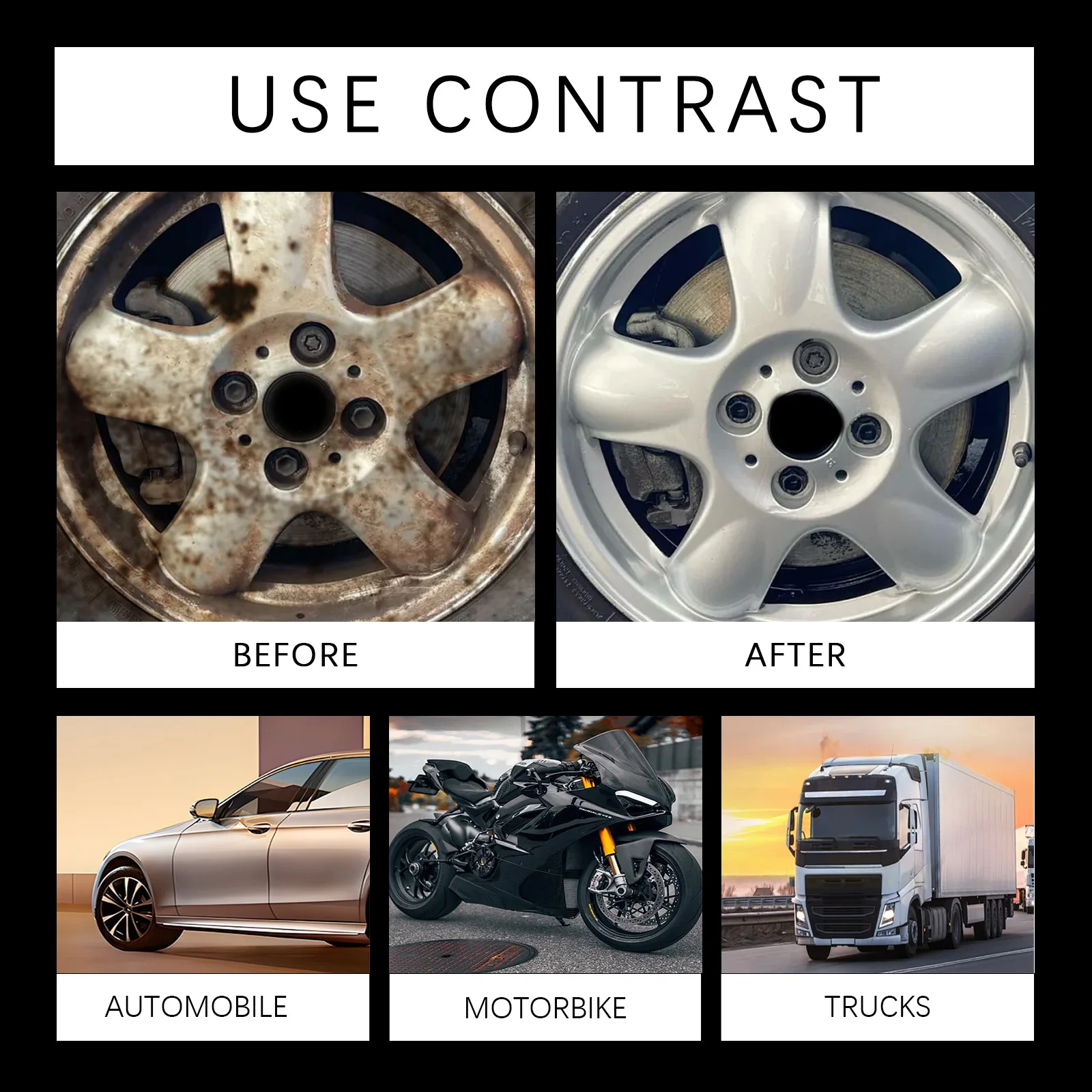 Car Wheel Rust Remover Spray Effective Cleaner for Alloy Rims & Tire Stains Fast-Acting Formula for Car Detailing Restores Shine