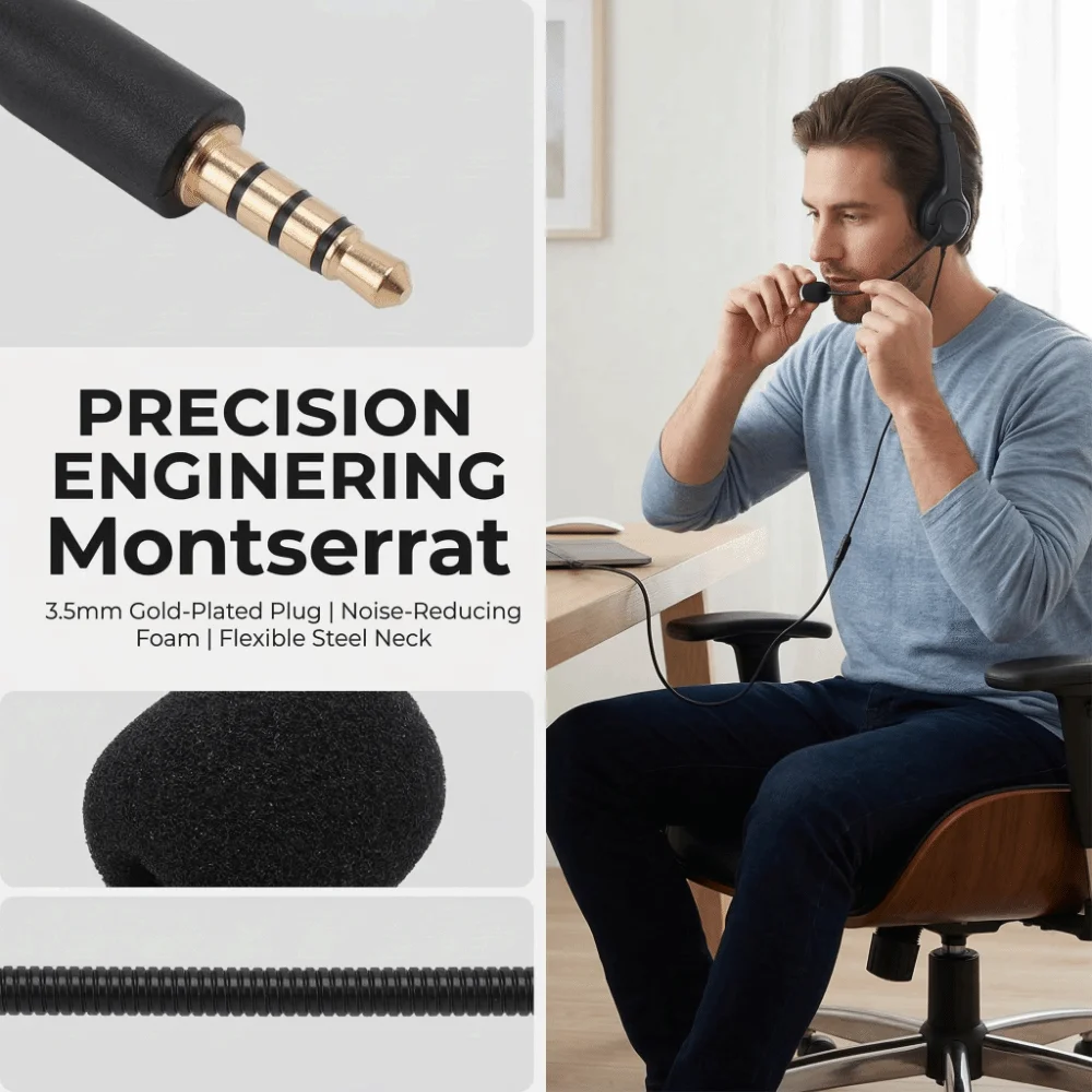 Noise Reduction Replacement Game Mic with Foam Detachable Gaming Boom Microphone Flexible Plug and Play for Steelseries ArctisⅠ