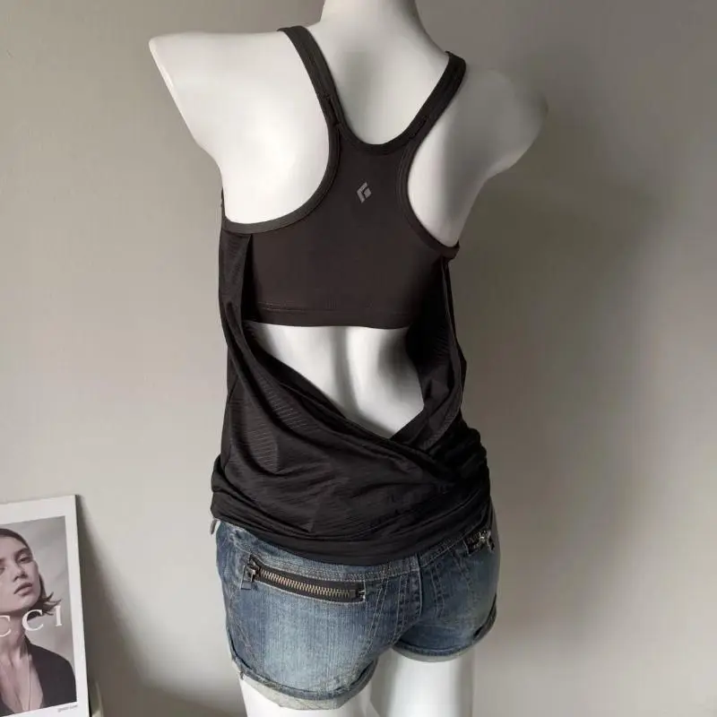 

Slimming Sporty Casual Sleeveless Vest Women's Summer Y2K Belly Cover Beautiful Back Top Breathable U-Neck Loose Fit Vest