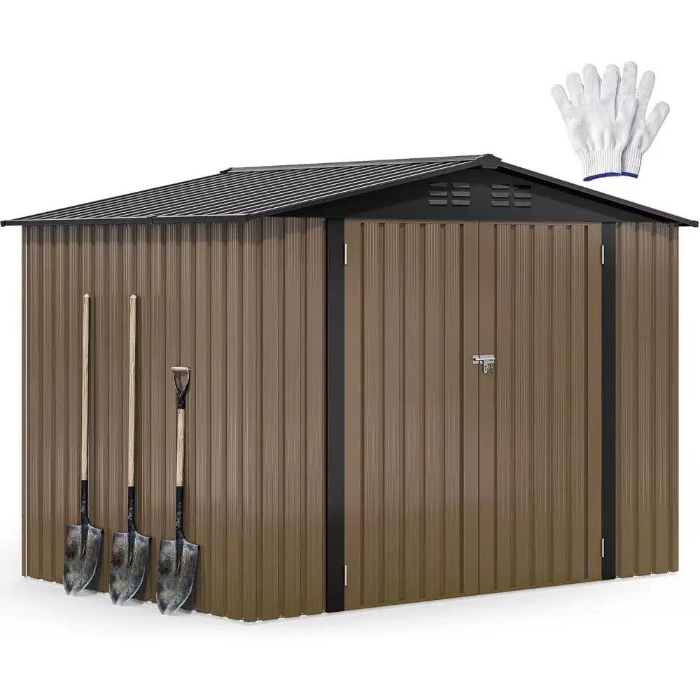 

8'x6' Large Metal Outdoor Storage Shed, Heavy Duty Tool Storage Sheds or Backyard Patio Lawn - Ideal or ycles, Garden Tools, and