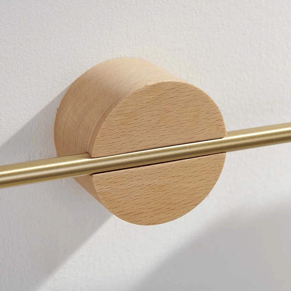 Top Sale Retro Minimalist Towel Bar Walnut Wood Brass Towel Rack Wall Mounted Towel Hanger Creative Removable Towel Rail B