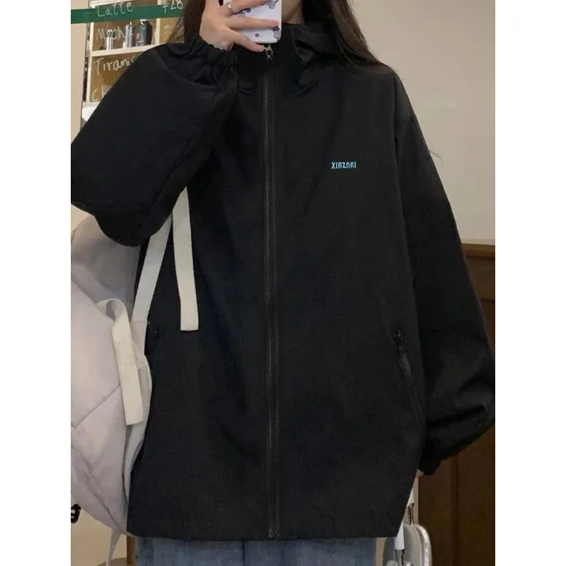 Vintage américain rétro décontracté femmes ample fermeture éclair broderie Polyester fibre longue