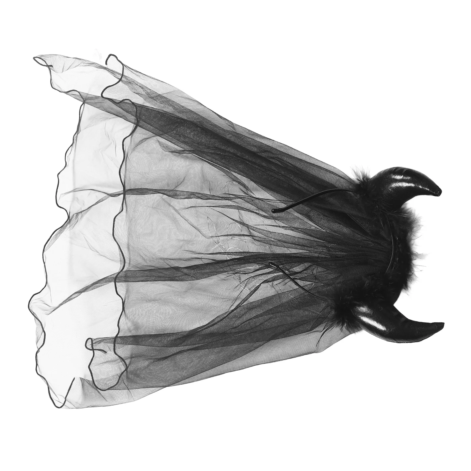 

Хэллоуин ведьма темная вуаль невесты головной убор черный рог сетка косплей костюм аксессуар для вечеринок праздничные мероприятия