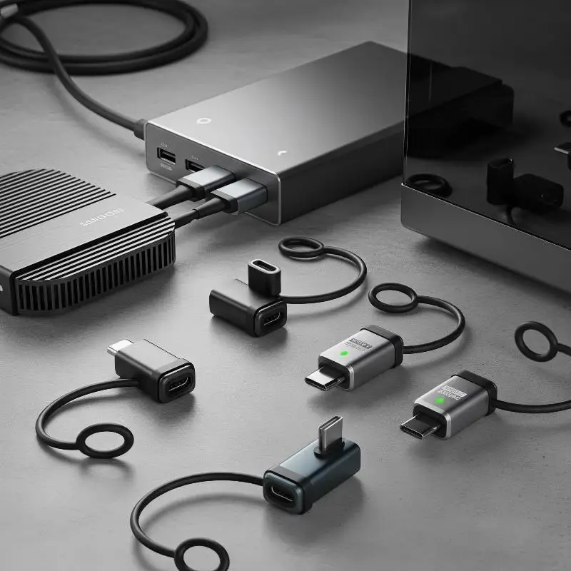 USB4 Straight Angle PD 240W 5A USB C To Type C Charging Converter C Data Adapter With Hanging Rope