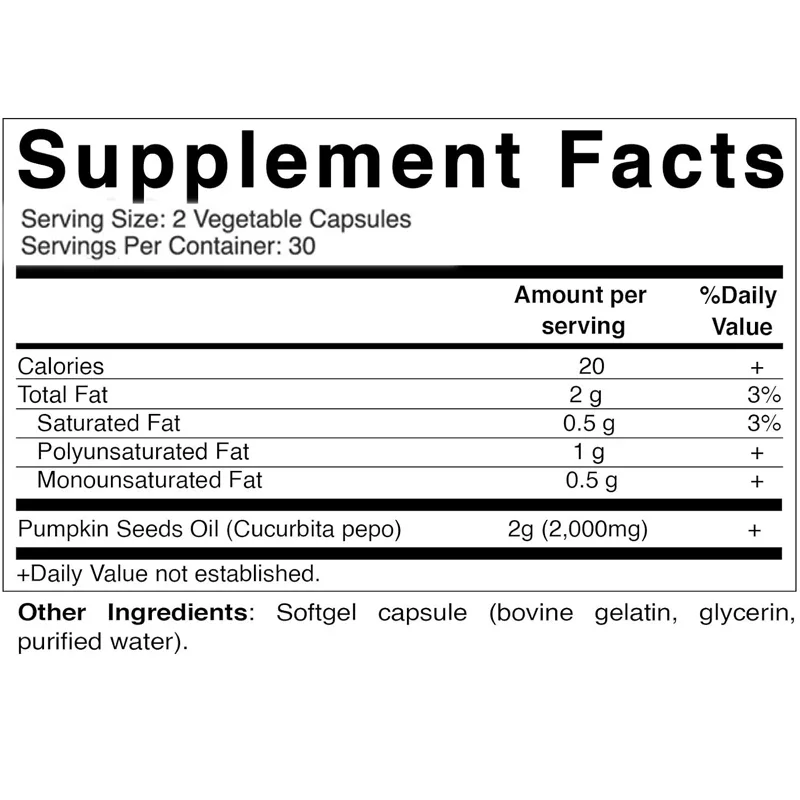 Vitamin Pumpkin Seed Oil 2000mg Per Serving Soft Capsules -60 Capsules Containing Omega-3 and Omega-6 Essential Fatty Acids
