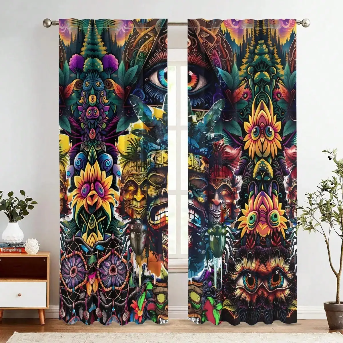 Creative Tiki Style Curtains From Hawaii, Perfect For Decorating Bedrooms, Living Rooms, Offices, And Homes