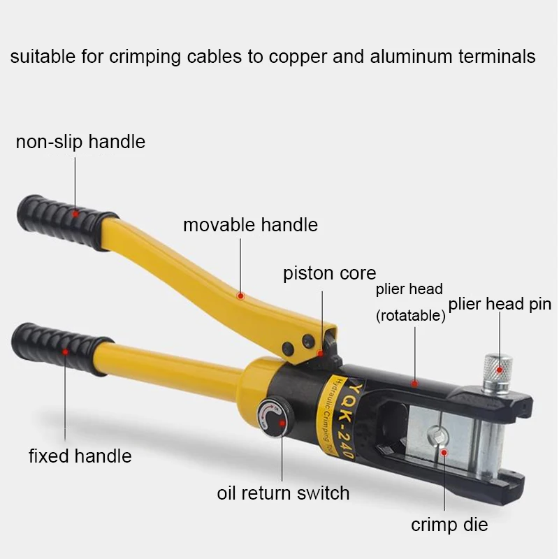 

Hydraulic Crimping Tool YQK-70 Crimping Pliers Pressure 8T Hydraulic Compression Tool 4-70MM² With 8PCS Molds