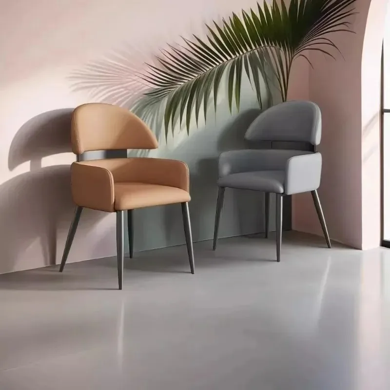 Minimalist Saddle Leather Dining Chair, Light Luxury and High-end Feel, Nordic Desk Chair