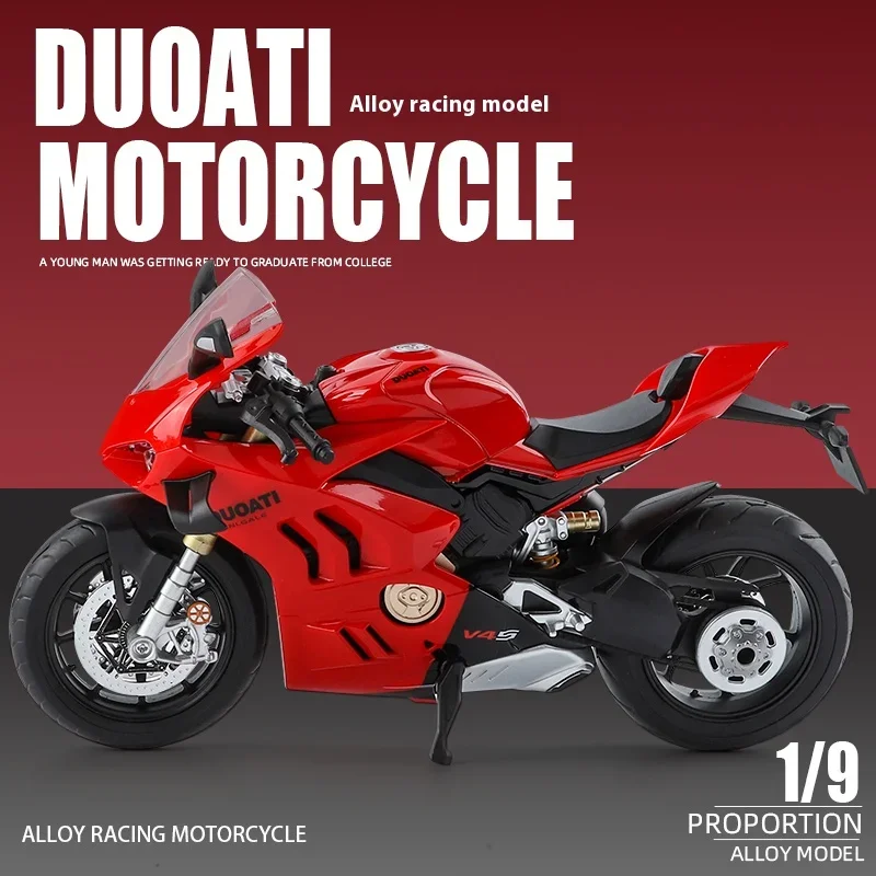 1:9 Ducati Panigale V4S Off Road Autocycle Alloy Die Cast Motorcycle Model Sound & Light Simulation Collection Series Decoration