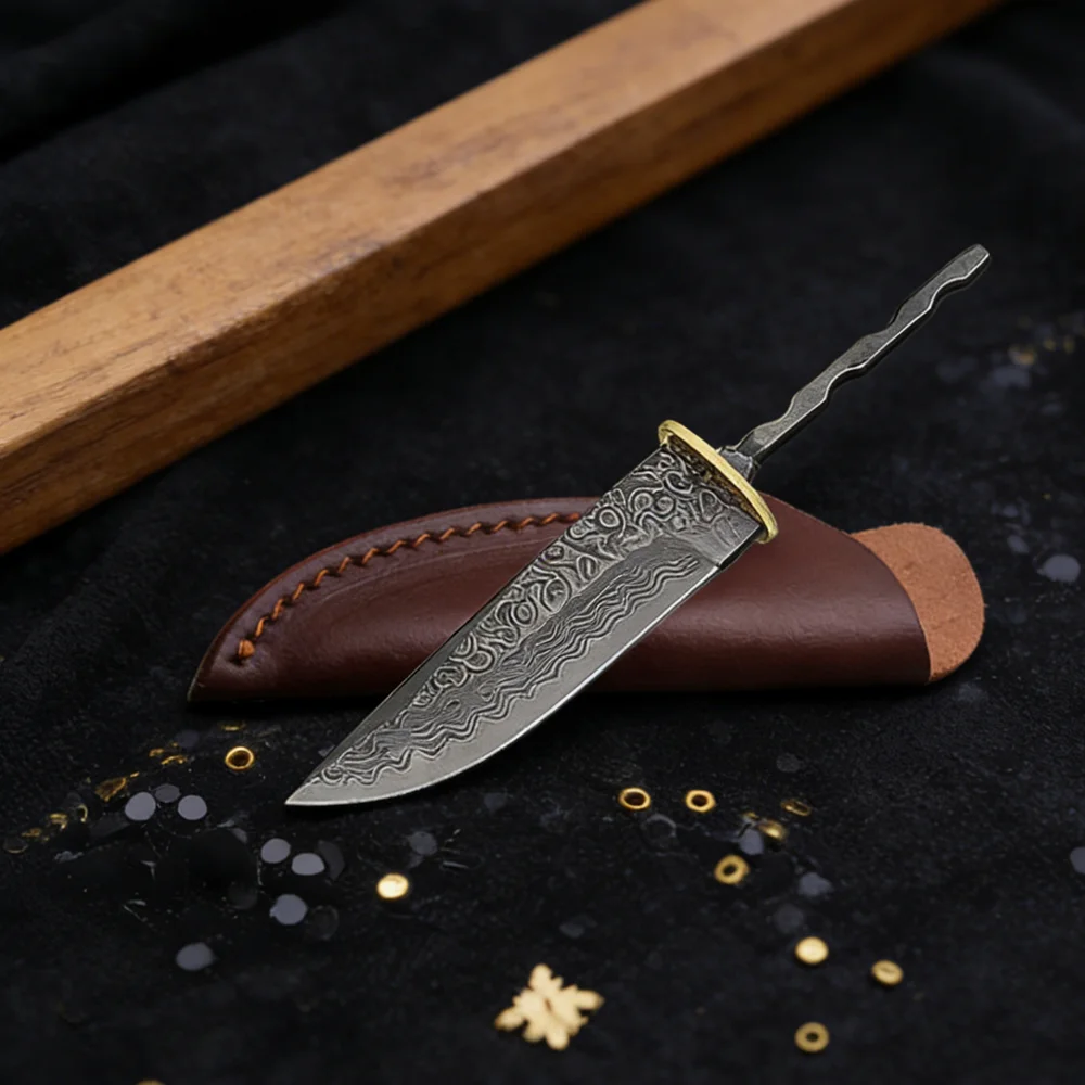 Semi-Finished Damascus Knife Blank Insert Design Multipurpose Fruit Knife for Outdoor Camping Hiking Hand Tool Accessories